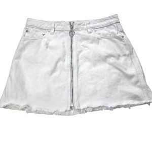 Free People - We The Free Denim Frayed White Zip Front Mini Skirt 27” Waist